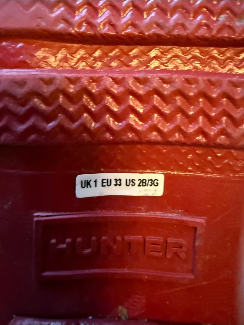 Hunter Original Kids Tall Gloss Rain Boots Red Size US 2
